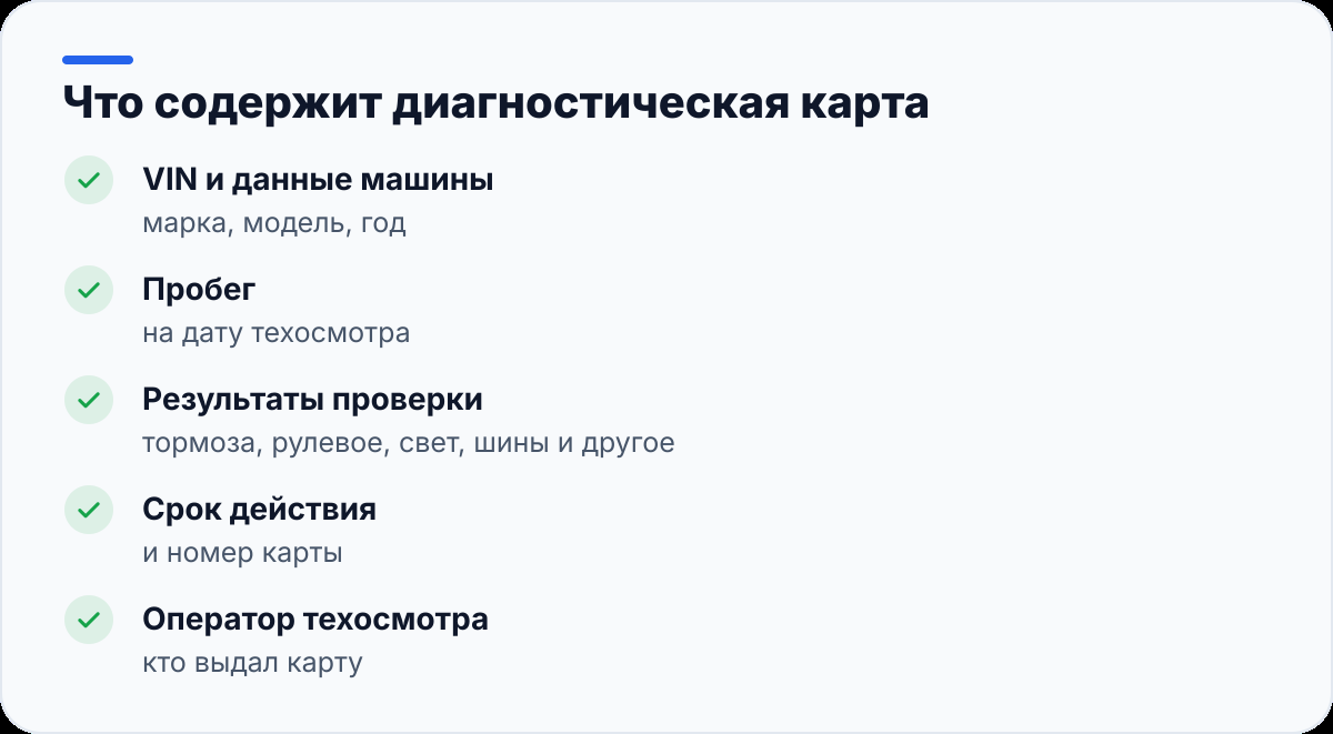 Что содержит диагностическая карта