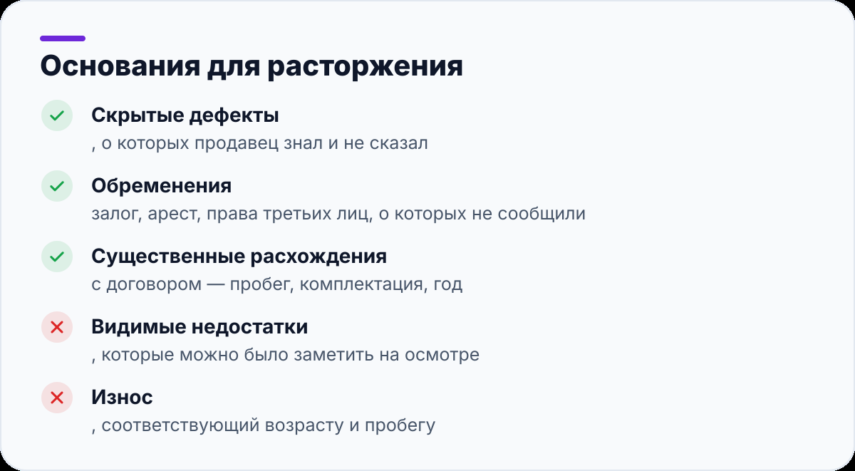 Основания для расторжения