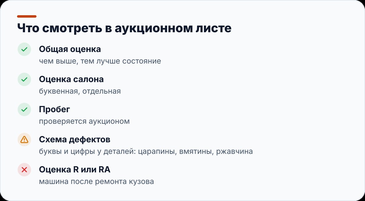 Что смотреть в аукционном листе