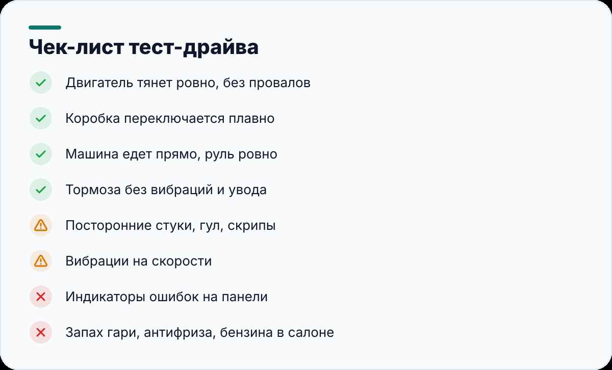 Чек-лист тест-драйва